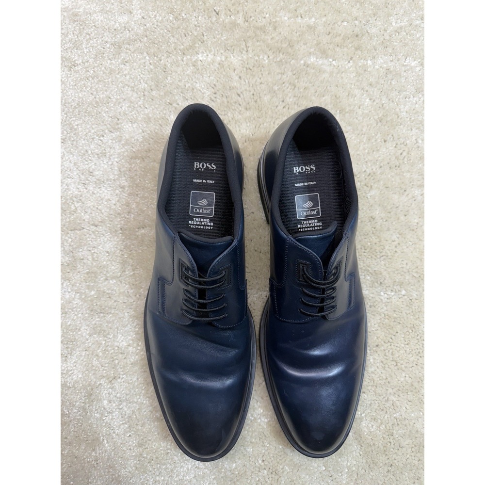 Hugo Boss Derby Shoes Mens 11 UK 12 US Blue Leather Dress Shoes Preppy Designer - Picture 6 of 10